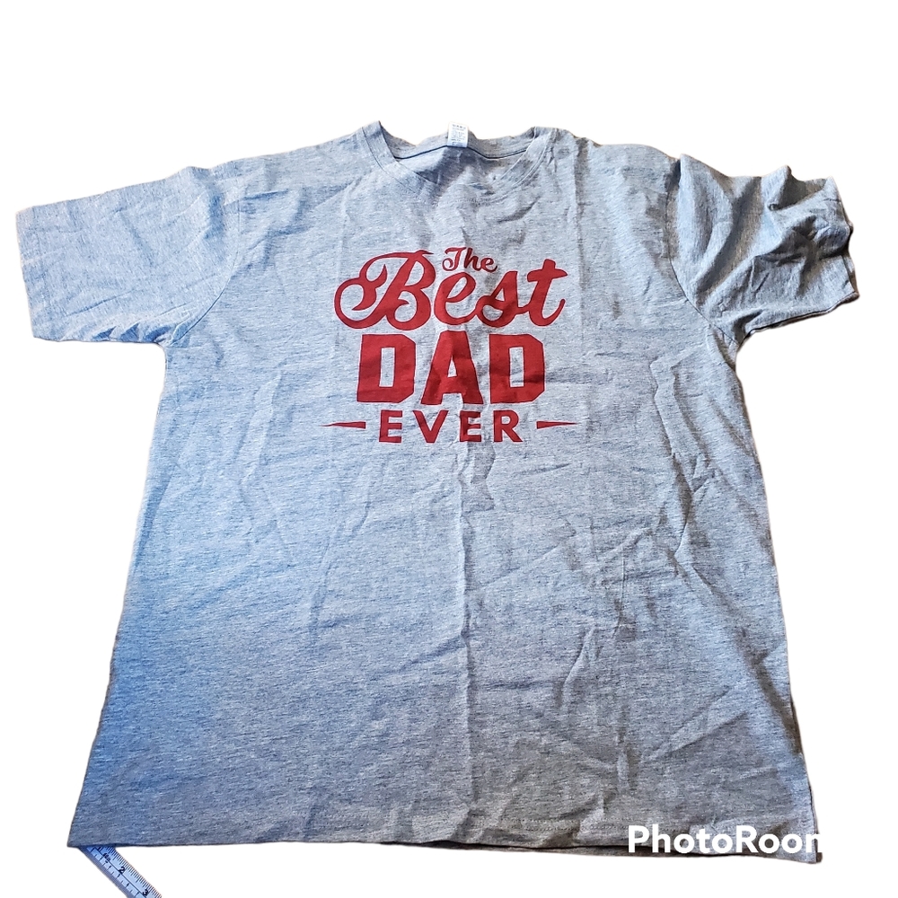 Men's Gray 'The Best Dad Ever' Graphic Tee - Casual Short Sleeve